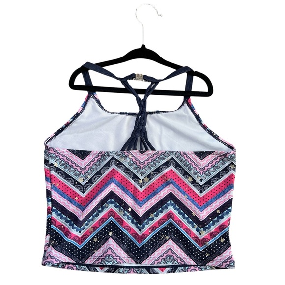 Kids Swim Chevron Patterned Tankini Set / Size L (12-14) - Picture 4 of 4